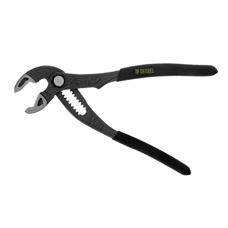 Клещи переставные DENZEL кнопочный механизм, обливные рукоятки, 180 мм