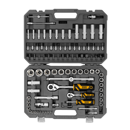 Набор инструментов DENZEL 1/2", 1/4", CrV, S2, пластиковый кейс, 94 предмета