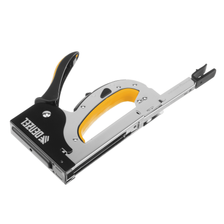 Степлер мебельный DENZEL стальной корпус, быстрая загрузка, регул. силы удара, тип 53, 4-14 мм