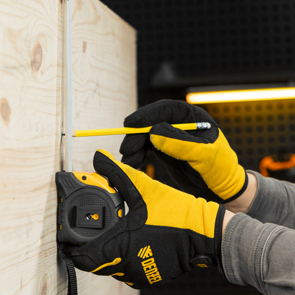 Рулетка DENZEL 5м х 25мм, обрезиненный корпус, автоматическая фиксация