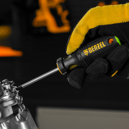 Отвертка DENZEL PZ1x75 мм, CrV, трехкомпонентная рукоятка