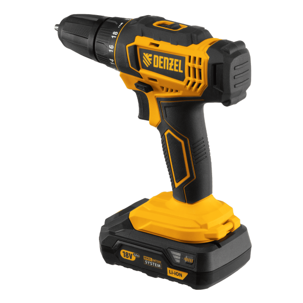 Аккумуляторная дрель-шуруповерт DENZEL CDL-18-02BM, Li-Ion, 18 В, 2 аккумулятор