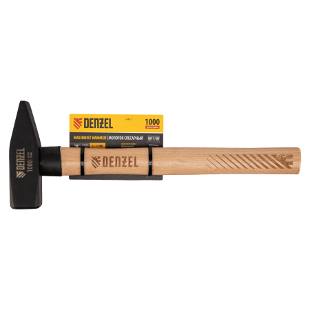 Молоток слесарный DENZEL 1000 г, кованый квадратный боек, буковая рукоятка