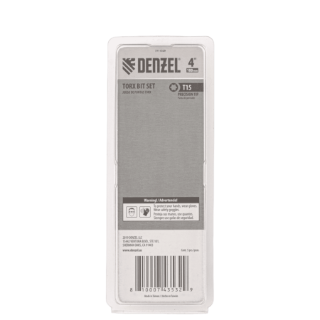 Набор бит DENZEL T15x100 мм, 5 шт.