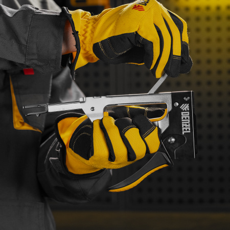 Степлер металлический DENZEL скобы в комплекте, 2К рукоятка, тип 53, 6-10 мм