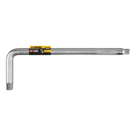 Вороток Г-образный DENZEL 450*150 мм, квадрат 3/4", CrV, матовый хром