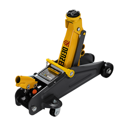 Домкрат гидравлический DENZEL подкатной с фиксатором, 2 т, 130-330 мм, в кейсе