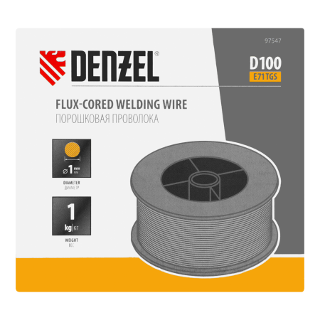 Порошковая проволока Denzel Е71TGS, диам. 1 мм, 1 кг, диам. катушки D100