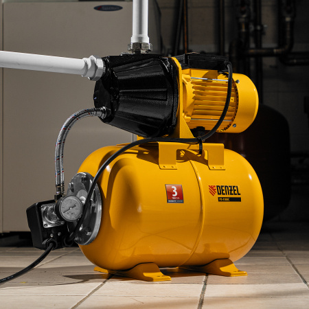 Насосная станция DENZEL PS1100С, 1100 Вт, 4500 л/ч, ресивер 24 л, высота подъема 46 м