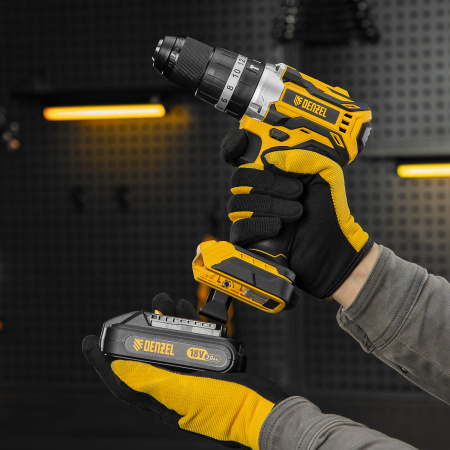 Дрель-шуруповерт аккумуляторная ударная бесщет DENZEL CIDB-18-02, Li-Ion, 18 В