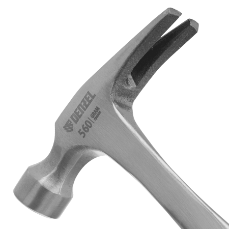 Молоток-гвоздодер DENZEL 560 г, цельнометаллический, двухкомпонентная рукоятка