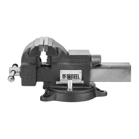 Тиски слесарные DENZEL BVH-125, 125 мм, поворотные, стальная направляющая, с наковальней