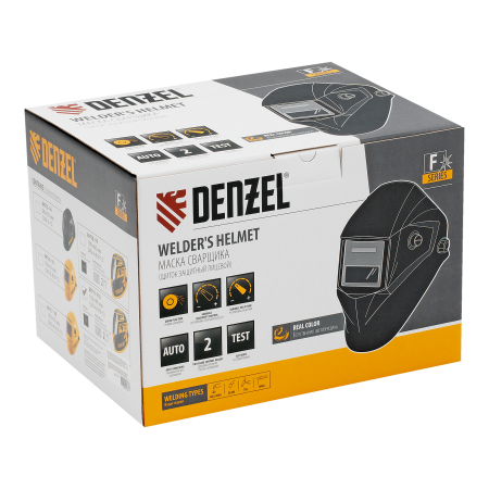 Щиток защитный лицевой DENZEL (маска сварщика) F10, см. окно 100х96, Real Color, DIN 4-8/9-13