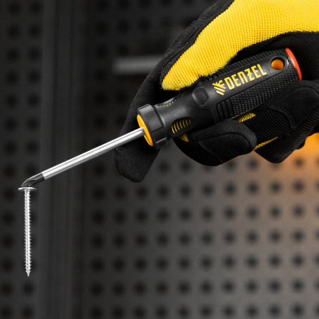 Отвертка DENZEL PH1х75 мм, S2, 3к рукоятка