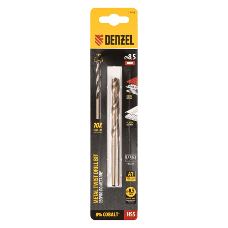 Сверло по металлу DENZEL 8,5 мм, HSS Co-8%