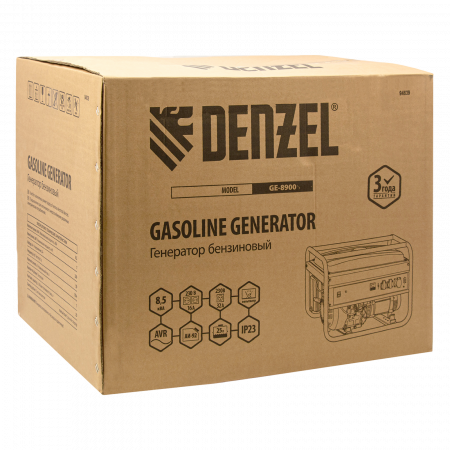 Генератор бензиновый DENZEL GE 8900, 8.5 кВт, 220 В/50 Гц, 25 л, ручной старт