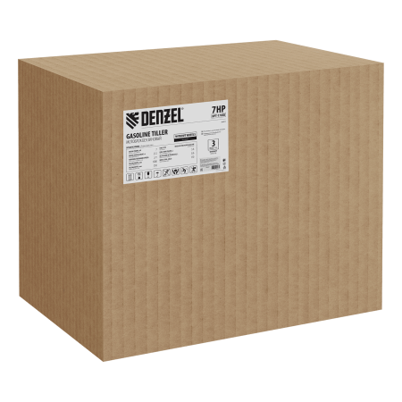 Мотоблок DENZEL DPT-170SB, 7 л.с., ремен.сцеп, фрез 3х4, ШОМ, без колес, передачи 2В/1Н