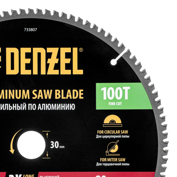 Пильный диск по алюминию DENZEL ф305 х 30 мм, 100 зубьев