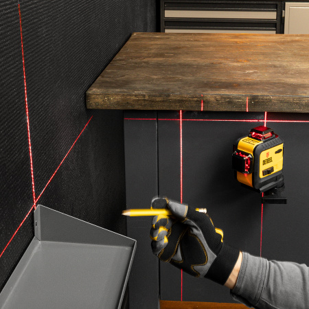 Лазерный уровень DENZEL LX 360-3 Red, 30 м, 635 нм, Li 2800 мАч, 5/8 дюйм