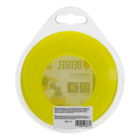 Леска для триммера DENZEL Flex Сord 96116, 2.4 мм x 15 м, квадратная, блистер