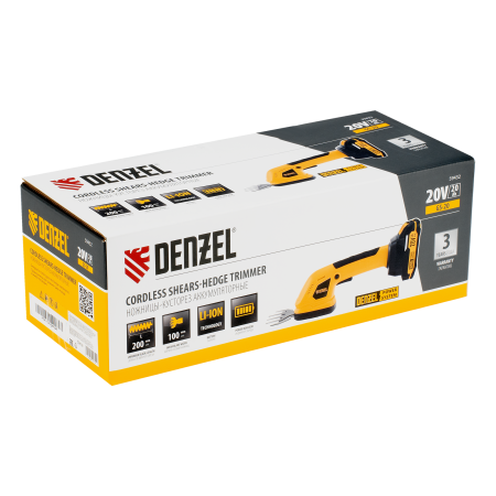 Ножницы-кусторез аккумуляторные DENZEL GS-20, Li-Ion, 20 В