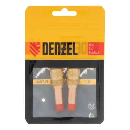 Держатель цанги с газовой линзой для электрода DENZEL 2,4 мм, 2 шт Держатель цанги с газовой линзой для электрода DENZEL 2,4 мм, 2 шт
