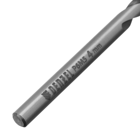 Сверло спиральное по металлу DENZEL 4 x 75 мм, Р6М5, Golden Tip, многогранная заточка