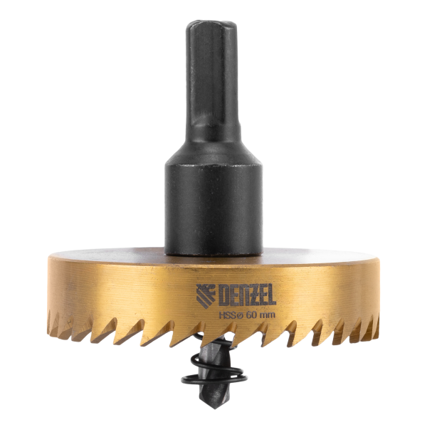 Коронка по металлу DENZEL 724119, 60 мм, HSS, нитридтитановое покрытие