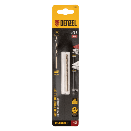 Сверло по металлу DENZEL 3,5 мм, HSS Co-8%