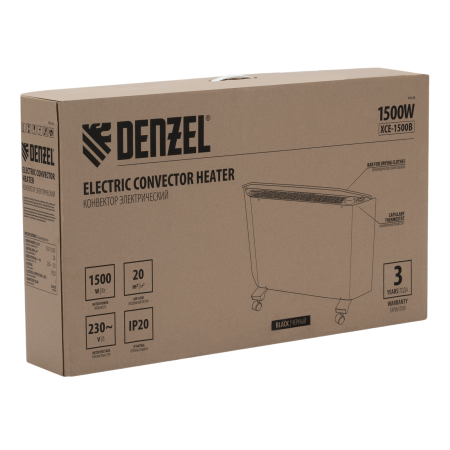 Конвектор электрический DENZEL XCE-1500 B, 230 В, 1500 Вт, X-образный нагреватель