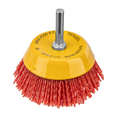 Щетка для дрели DENZEL, 75 мм, Чашка, со шпилькой, нейлоновая щетина