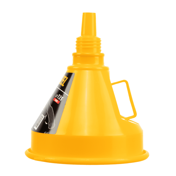 Воронка пластиковая DENZEL 135 мм с металлическим ситом, гибким наконечником и непроливайкой
