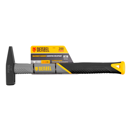 Молоток слесарный DENZEL 200 г, кованый, фибергласовая  рукоятка c TPR покрытием Молоток слесарный DENZEL 200 г, кованый, фибергласовая  рукоятка c TPR покрытием