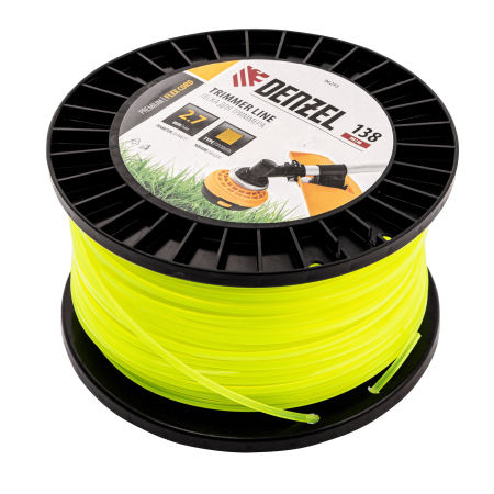 Леска для триммера DENZEL 96293 квадрат, 2,7м х 138м, на DIN катушке FLEX CORD