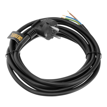 Шнур сетевой Energy Series DENZEL, ПВС, 3 м, 3 x 1,5 мм, с неразборной вилкой, черный