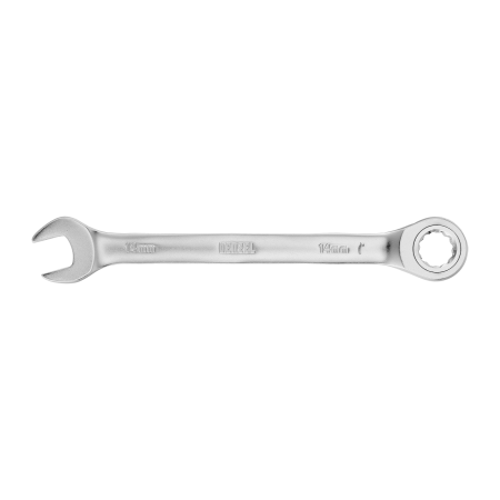 Ключ комбинированный трещоточный DENZEL, 14 мм, CrV, матовый хром