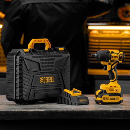 Гайковерт ударный аккумуляторный бесщет. DENZEL CIWH-BL-20-500, Li-Ion, 20 В