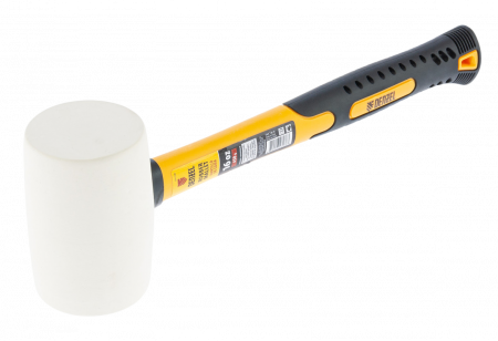 Киянка резиновая DENZEL 16 oz, белая резина, фибергласовая рукоятка