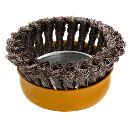 Щетка для УШМ DENZEL 746283, 100 мм, «чашка», крученая нержавеющая проволока 0.5 мм, М14