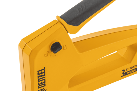 Степлер мебельный DENZEL алюминиевый корпус, тип 53, 6-14 мм, тип 300, 15 мм, тип 500, 15 мм