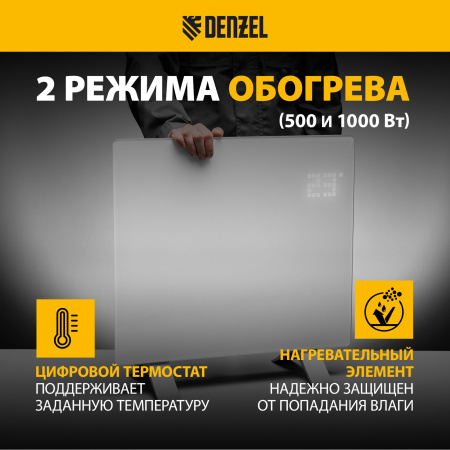 Конвектор электрический DENZEL OptiPrime-1000, Wi-Fi, тачскрин, цифровой термостат, 1000 Вт