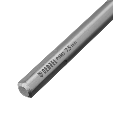 Сверло спиральное по металлу DENZEL 7,5 х 156 мм, Р6М5, Golden Tip, удлиненное