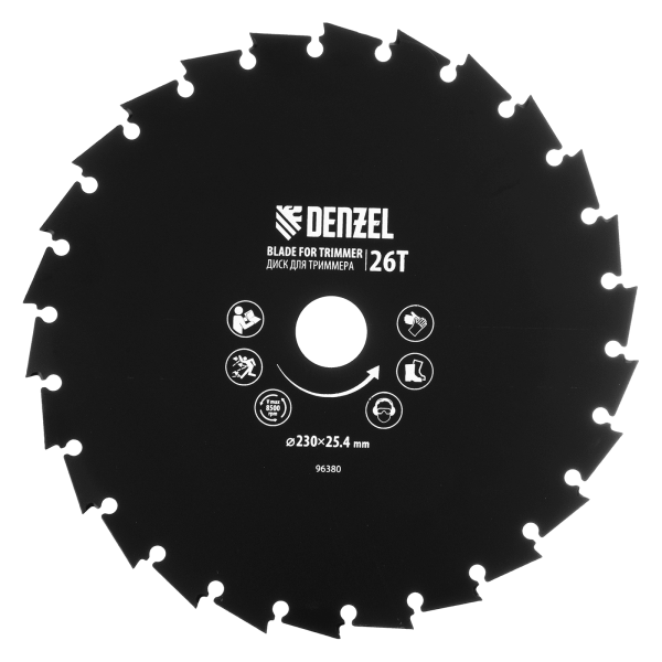 Диск для триммера DENZEL c долотообразной формой зуба, 230 х 25,4 26 зубов