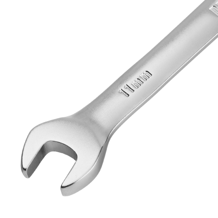 Ключ комбинированный трещоточный DENZEL, 11 мм, CrV, матовый хром