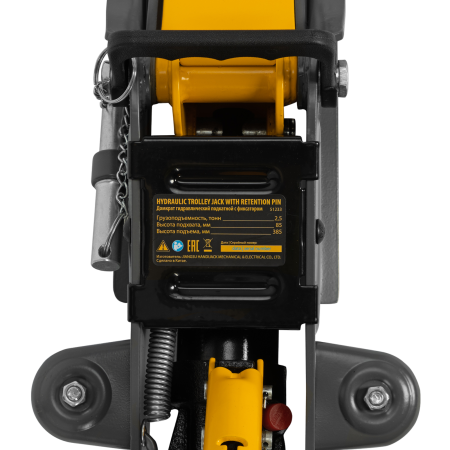 Домкрат гидравлический подкатной с фиксатором DENZEL 2,5 т,  85-385 мм, в пласт. кейсе