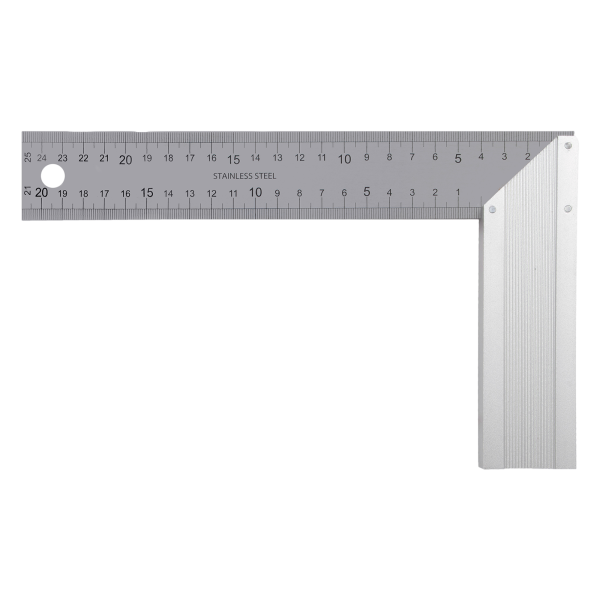 Угольник DENZEL 32396 250 мм, нержавеющая сталь, градуировка, алюминиевое основание