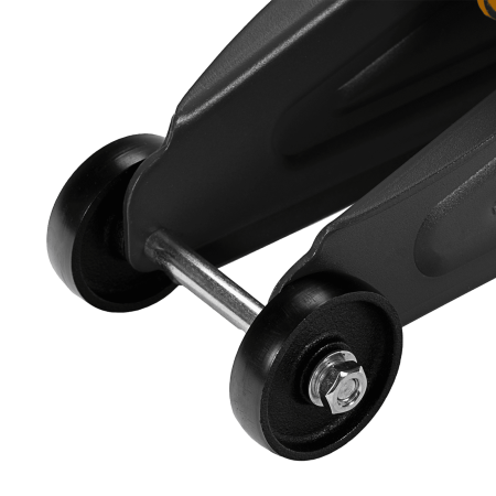 Домкрат гидравлический DENZEL подкатной с фиксатором, 2 т, 130-330 мм, в кейсе