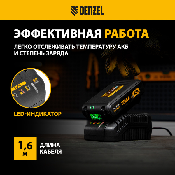 Зарядное устройство для аккумуляторов DENZEL IBC-18-2.3, Li-Ion, 18 В, 2.3 А