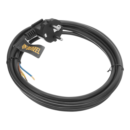 Шнур сетевой Energy Series DENZEL, ПВС, 3 м, 3 x 1 мм, с неразборной вилкой, черный