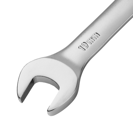 Набор ключей комбинированных трещоточных DENZEL 6-19 мм, 8 шт., CrV, матовый хром